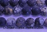 CAG8651 15.5 inches 6mm round matte blue ocean agate beads