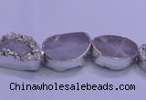 CAG8660 7.5 inches 13*18mm freeform silver plated druzy agate beads