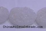 CAG8665 7.5 inches 22*30mm freeform white plated druzy agate beads