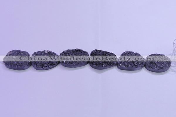 CAG8670 7.5 inches 22*30mm freeform black plated druzy agate beads