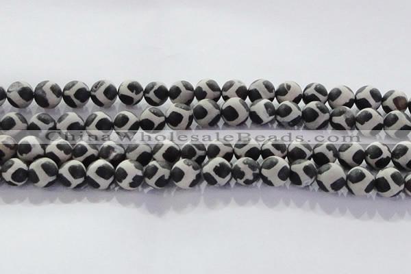 CAG8698 15.5 inches 12mm round matte tibetan agate gemstone beads