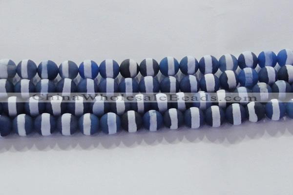 CAG8718 15.5 inches 12mm round matte tibetan agate gemstone beads