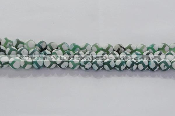 CAG8722 15.5 inches 10mm round matte tibetan agate gemstone beads