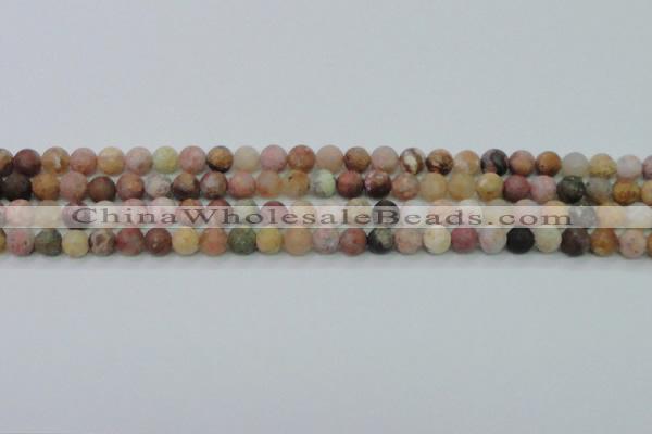 CAG8745 15.5 inches 4mm round matte rainbow agate beads