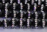 CAG8840 15.5 inches 6mm round matte agate with rhinestone beads