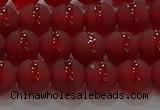 CAG8901 15.5 inches 6mm round matte red agate beads wholesale