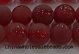 CAG8907 15.5 inches 6mm round matte red agate beads wholesale