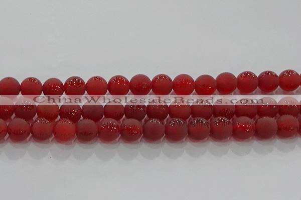 CAG8907 15.5 inches 6mm round matte red agate beads wholesale