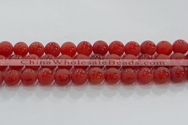 CAG8915 15.5 inches 10mm round matte red agate beads wholesale