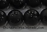 CAG8927 15.5 inches 10mm round matte black agate beads wholesale