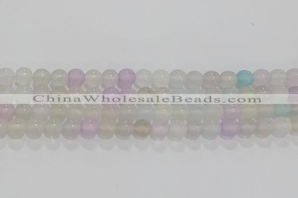 CAG8931 15.5 inches 6mm round matte colorful agate beads wholesale