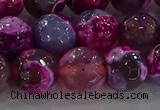 CAG8942 15.5 inches 8mm faceted round fire crackle agate beads