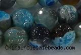 CAG8944 15.5 inches 8mm faceted round fire crackle agate beads