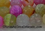 CAG8951 15.5 inches 12mm faceted round fire crackle agate beads