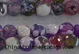 CAG8955 15.5 inches 6mm faceted round fire crackle agate beads