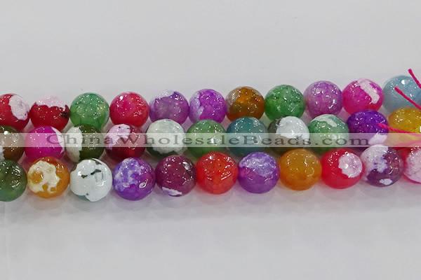 CAG8960 15.5 inches 16mm faceted round fire crackle agate beads