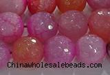 CAG8966 15.5 inches 12mm faceted round fire crackle agate beads