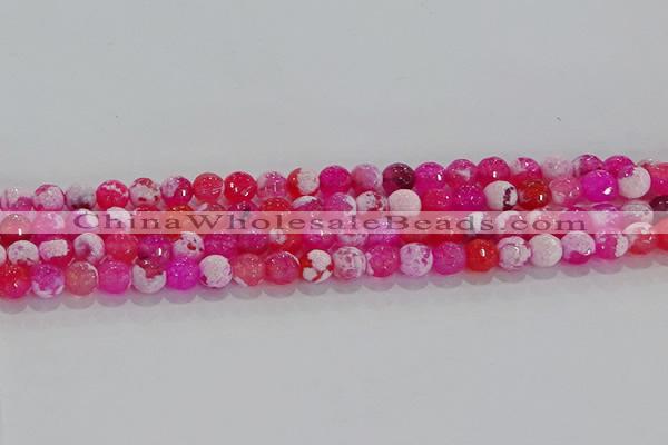 CAG8971 15.5 inches 6mm faceted round fire crackle agate beads