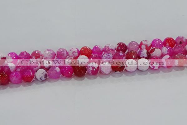 CAG8972 15.5 inches 8mm faceted round fire crackle agate beads