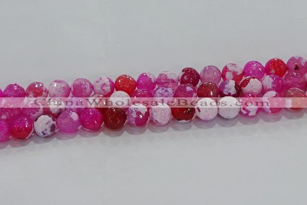 CAG8973 15.5 inches 10mm faceted round fire crackle agate beads