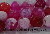 CAG8974 15.5 inches 12mm faceted round fire crackle agate beads