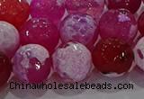 CAG8975 15.5 inches 14mm faceted round fire crackle agate beads