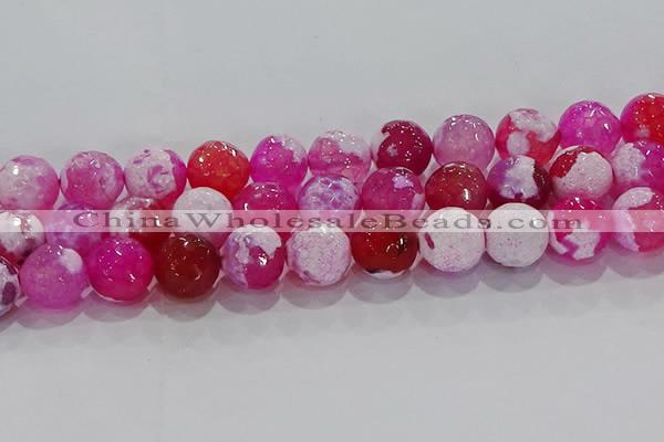 CAG8976 15.5 inches 16mm faceted round fire crackle agate beads