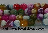 CAG8986 15.5 inches 4mm faceted round fire crackle agate beads