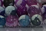 CAG8990 15.5 inches 12mm faceted round fire crackle agate beads