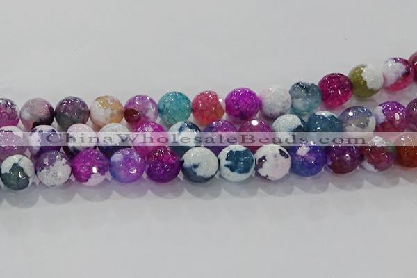 CAG8992 15.5 inches 16mm faceted round fire crackle agate beads