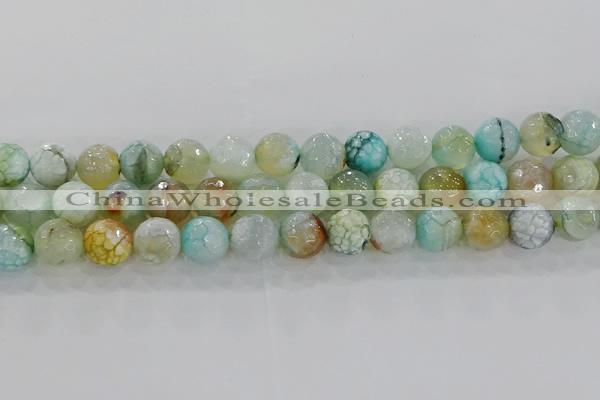CAG8995 15.5 inches 8mm faceted round fire crackle agate beads