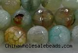 CAG8997 15.5 inches 12mm faceted round fire crackle agate beads