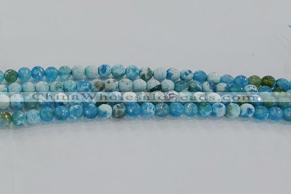 CAG9000 15.5 inches 6mm faceted round fire crackle agate beads