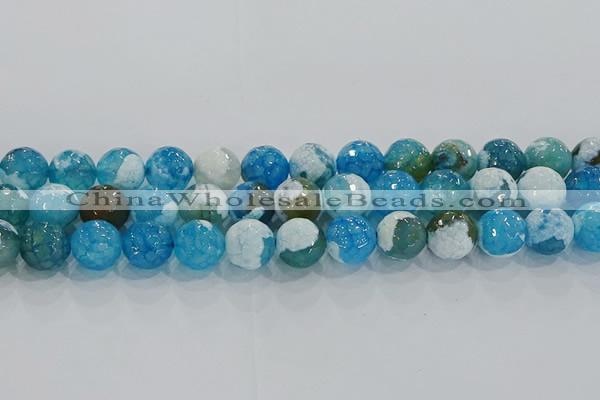 CAG9002 15.5 inches 10mm faceted round fire crackle agate beads