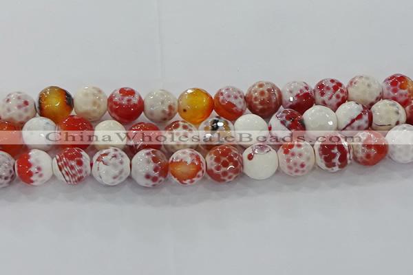 CAG9017 15.5 inches 12mm faceted round fire crackle agate beads