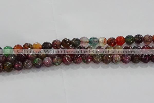 CAG9021 15.5 inches 6mm faceted round fire crackle agate beads