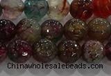 CAG9022 15.5 inches 8mm faceted round fire crackle agate beads