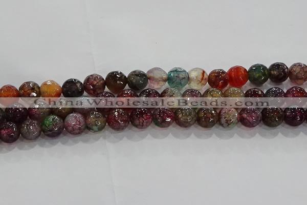 CAG9022 15.5 inches 8mm faceted round fire crackle agate beads