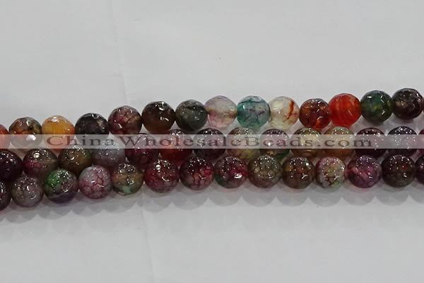 CAG9023 15.5 inches 10mm faceted round fire crackle agate beads