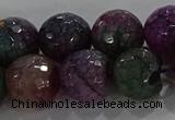 CAG9024 15.5 inches 12mm faceted round fire crackle agate beads