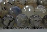 CAG9038 15.5 inches 12mm faceted round dragon veins agate beads