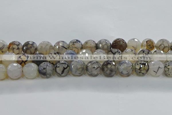 CAG9038 15.5 inches 12mm faceted round dragon veins agate beads