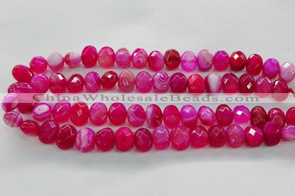 CAG9044 15.5 inches 12*16mm faceted oval line agate beads