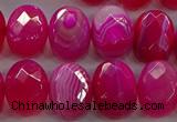 CAG9050 15.5 inches 13*18mm faceted oval line agate beads