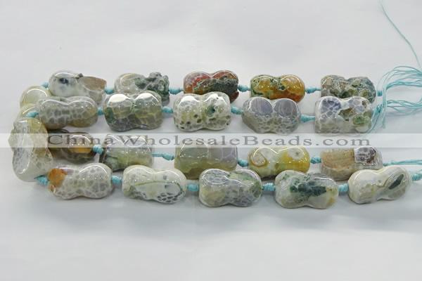 CAG9067 15.5 inches 16*30mm peanut-shaped fire crackle agate beads