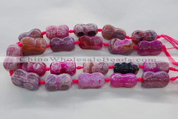 CAG9069 15.5 inches 16*30mm peanut-shaped fire crackle agate beads