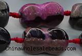 CAG9071 15.5 inches 16*30mm peanut-shaped fire crackle agate beads