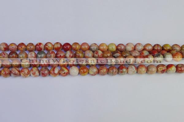 CAG9101 15.5 inches 6mm round red crazy lace agate beads