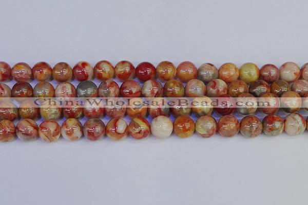 CAG9104 15.5 inches 12mm round red crazy lace agate beads