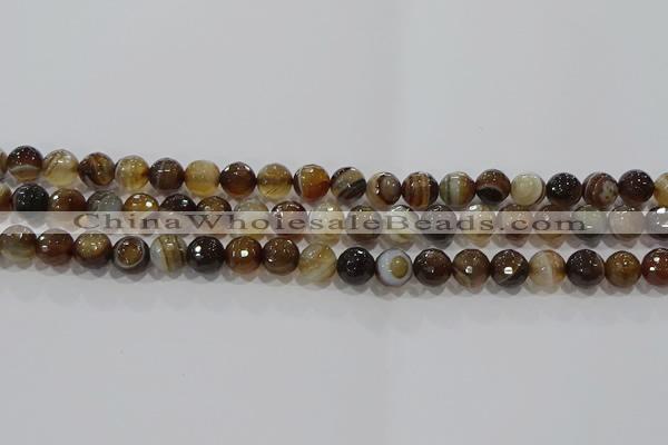 CAG9213 15.5 inches 8mm faceted round line agate gemstone beads